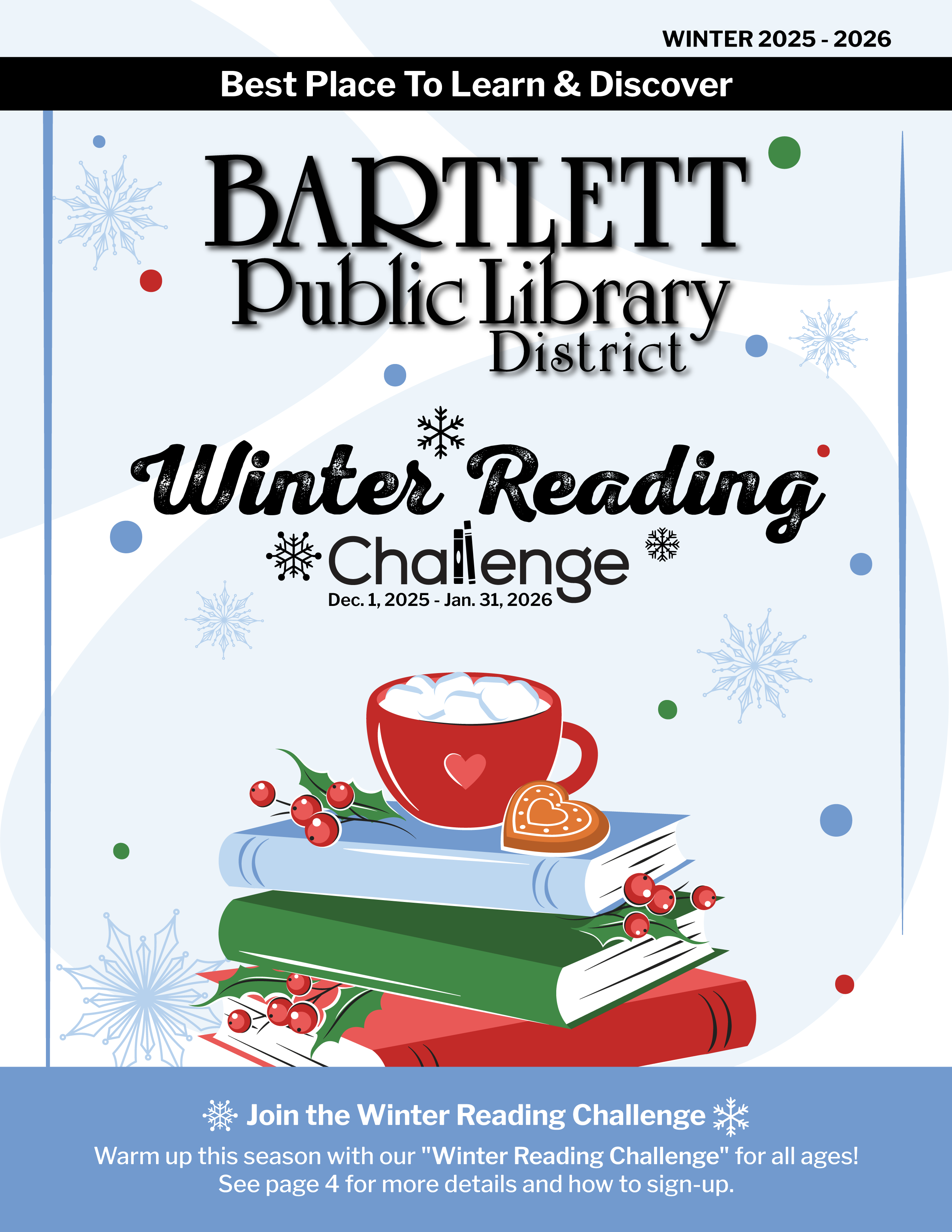 The previous newsletter for the Bartlett Public Library.