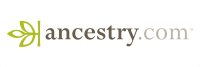 Ancestry.com logo with a green leaf and grey text