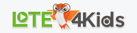LOTE4Kids database logo with green and grey text and an owl with glasses