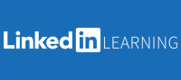 LinkedIn Learning database logo with a blue background and white text