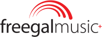 Freegal Music logo. Three red arches over the text 'freegalmusic'
