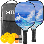 Pickleball Set kit with a case, two paddles, and four yellow balls