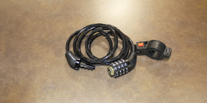 black bike lock available to use at the public library